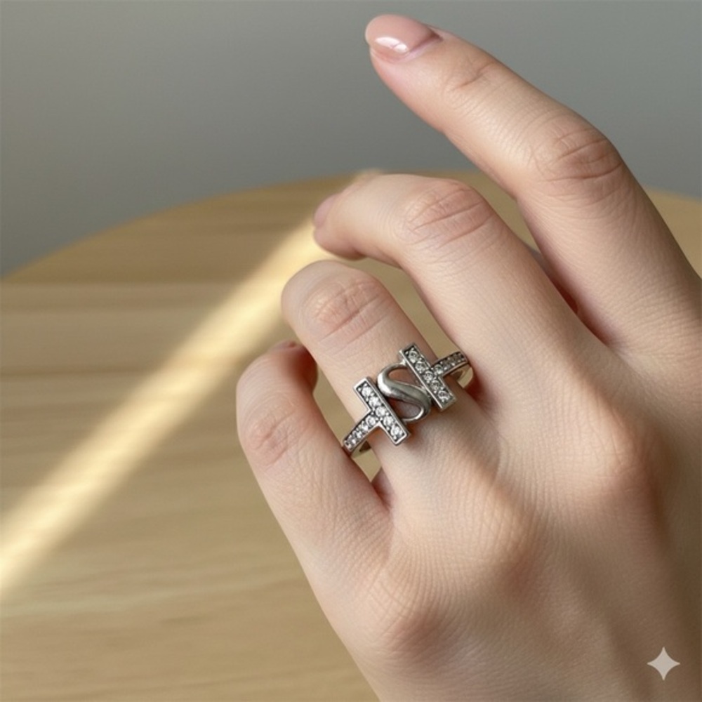Elegant Silver Initial Ring